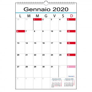 calendario 2020 caselle muro 12 mesi