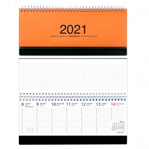 agenda 2021 settimanale da tavolo orizzontale ufficio appunti scrivania tavolo lavoro calendario 2021 arancio scuro