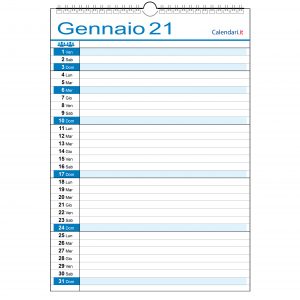 calendario 2021 famiglia family 1 colonna 1 persona da muro