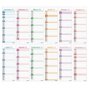 calendario 2021 famiglia family stretto slim 12 mesi muro 1 colonna 1 persona 12