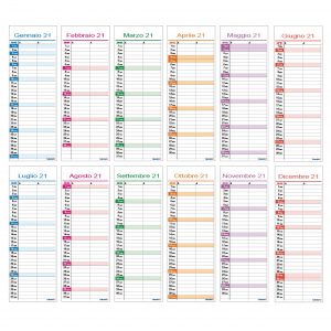 calendario 2021 famiglia family stretto slim 12 mesi muro colonne 2 persone 12