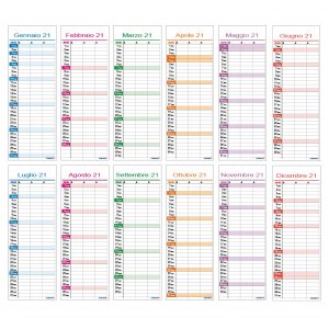 calendario 2021 famiglia family stretto slim 12 mesi muro 3 colonne 3 persone 12