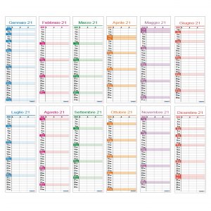 calendario 2021 famiglia family stretto slim 12 mesi muro 3 colonne 3 persone 12