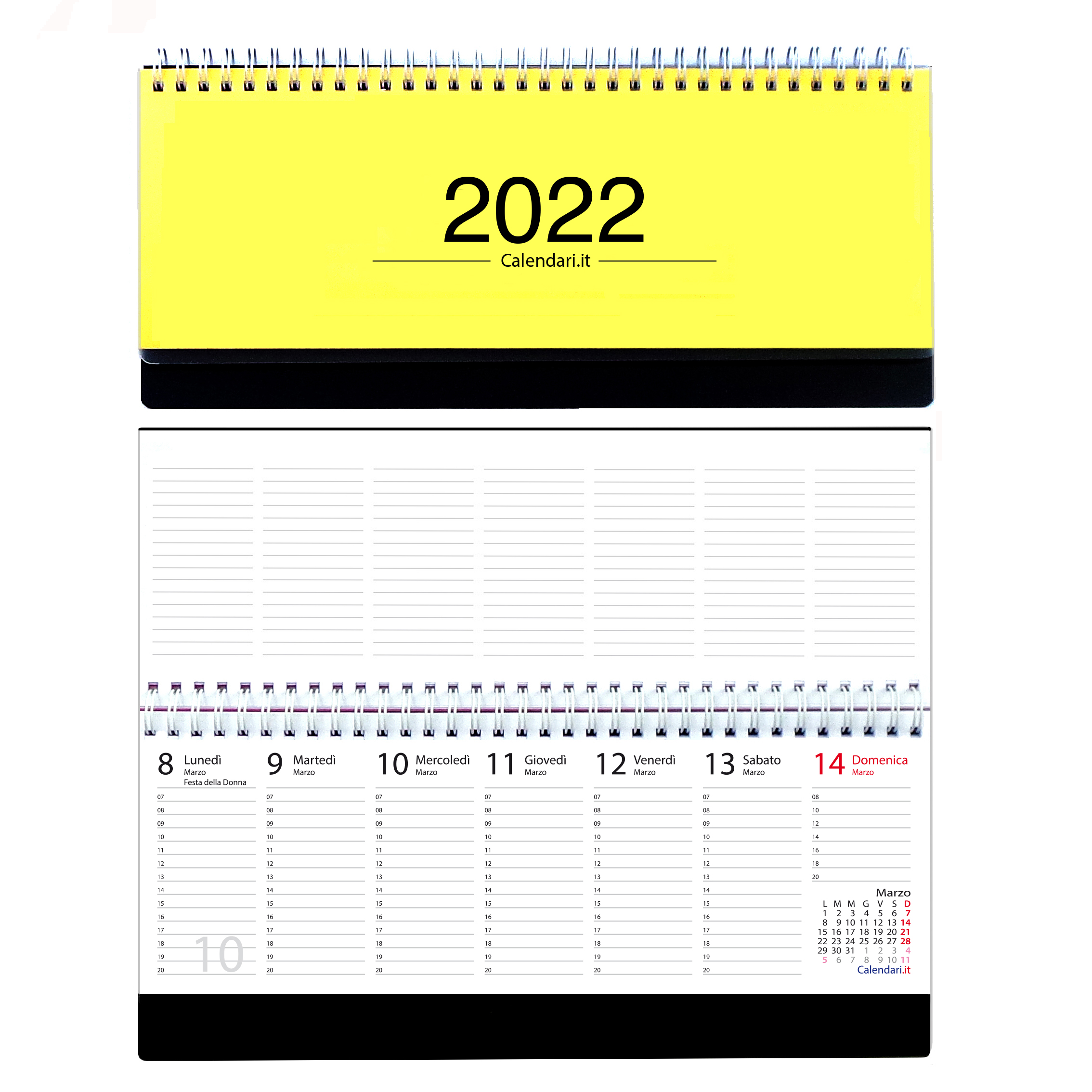 Calendario settimanale 29,7 x 10,5 cm Rainbow Calendario settimanale da tavolo 2022 in formato orizzontale da posizionare Calendario da scrivania con scritte 1 settimana 2 pagine