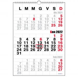 calendario 2022 3 mesi da muro trittico per ufficio
