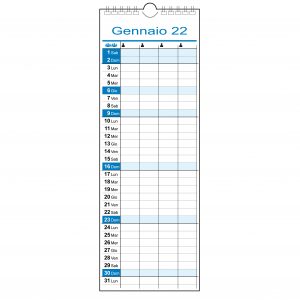 calendario 2022 muro famiglia lavoro slim stretto 4 colonne 4 persone