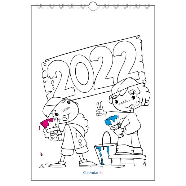 calendario 2022 bambini da colorare muro parete regalo