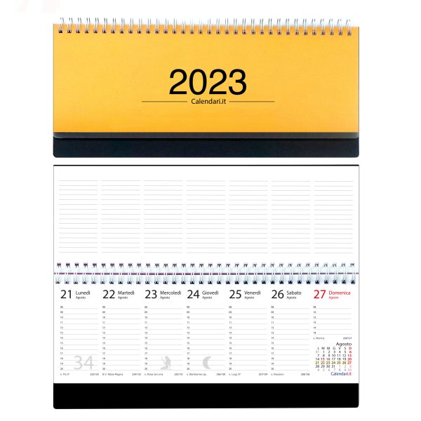 agenda 2023 settimanale planner planning tavolo ufficio lavoro ore santi settimane lune calendari it arancio chiaro