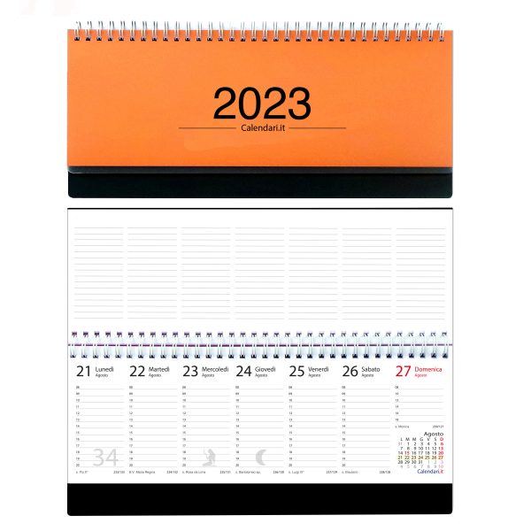 agenda 2023 settimanale planner planning tavolo ufficio lavoro ore santi settimane lune calendari it arancio scuro