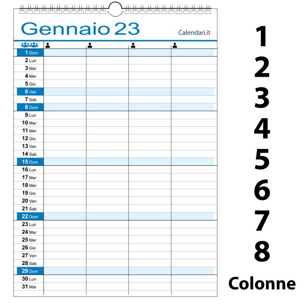 calendario 2023 famiglia colonne persone muro casa lavoro ufficio