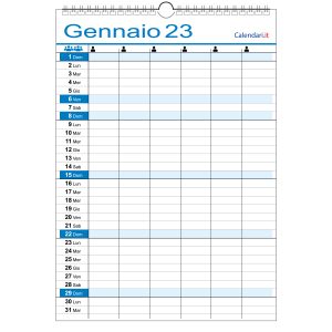 calendario 2023 famiglia family da muro 6 colonne 6 persone