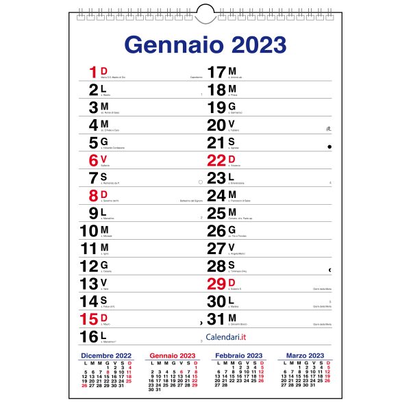 calendario 2023 muro XL spazio per scrivere grande santi lune-calendari-it