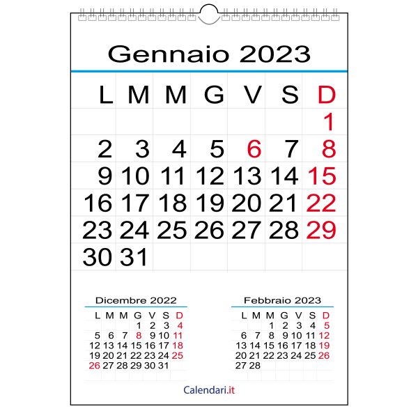 calendario 2023 muro numeri grandi verticale calendari it