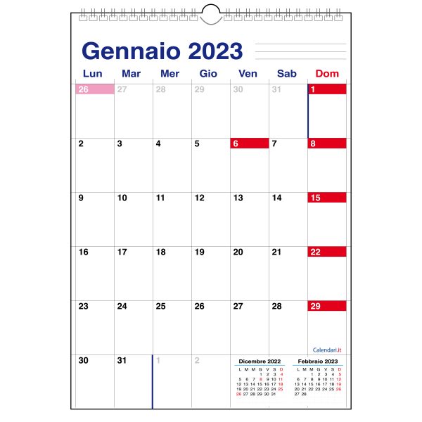 calendario 2023 muro caselle appunti lavoro casa ufficio spirale calendari it