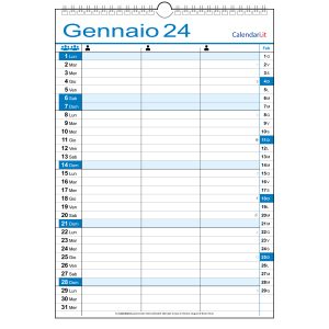 CALENDARIO FAMILY FAMIGLIA 2024 3 COLONNE PERSONE