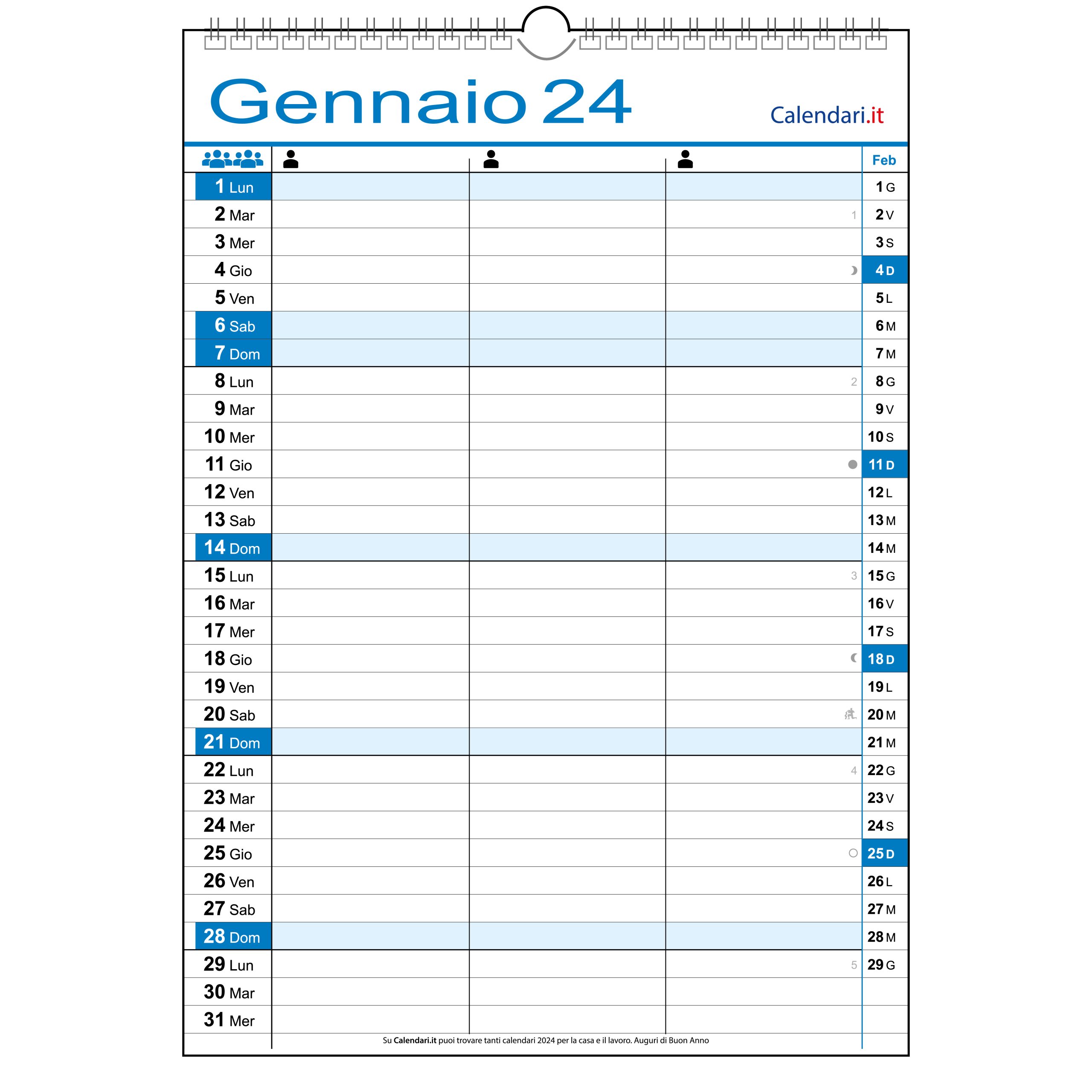 Calendario 2024 famiglia family da 1 a 8 colonne da muro 12 mesi -   - calendari 2024 - calendario 2024 - planner - agende -  settimanali - famiglia - calendario da tavolo - sottomano