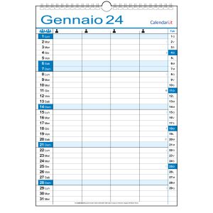 CALENDARIO FAMILY FAMIGLIA 2024 4 COLONNE PERSONE