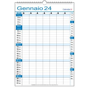 CALENDARIO FAMILY FAMIGLIA 2024 7 COLONNE PERSONE