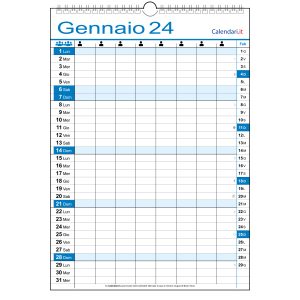 CALENDARIO FAMILY FAMIGLIA 2024 8 COLONNE PERSONE