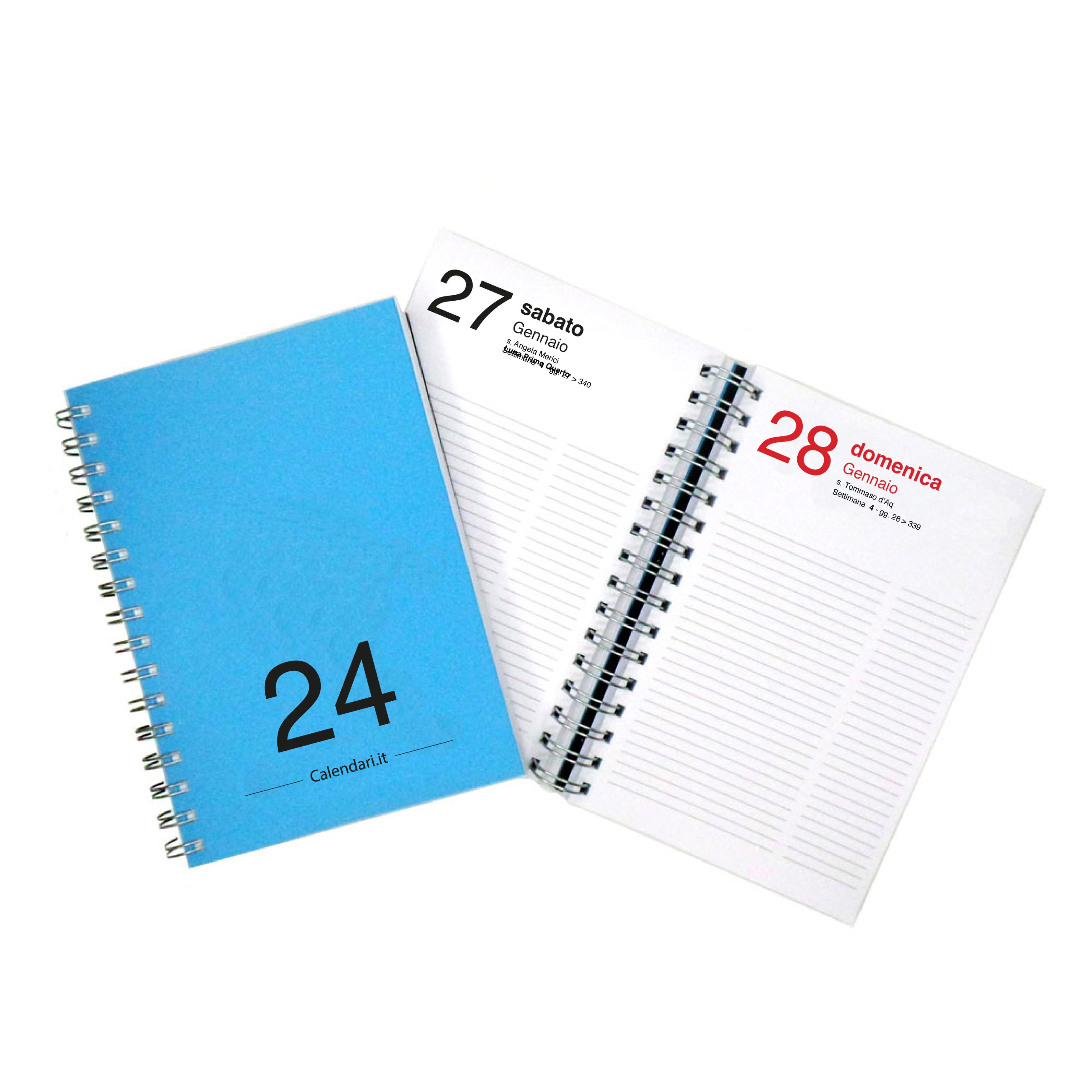 Agenda 2024 Giornaliera 365 giorni verticale 15x21 cm 10 colori con spirale  -  - calendari 2024 - calendario 2024 - planner - agende -  settimanali - famiglia - calendario da tavolo - sottomano