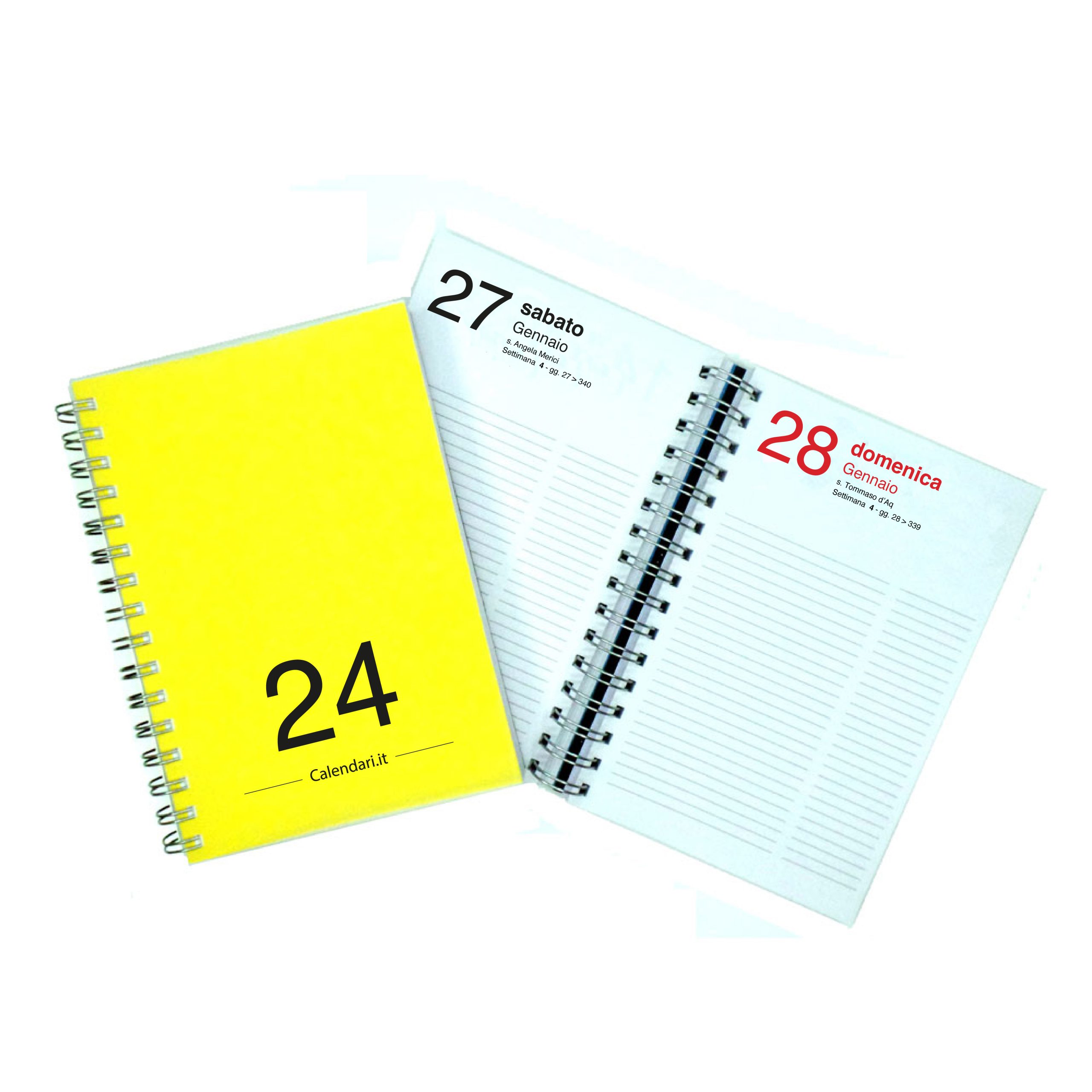 Agenda 2024 Giornaliera 365 giorni verticale 15x21 cm 10 colori con spirale  -  - calendari 2024 - calendario 2024 - planner - agende -  settimanali - famiglia - calendario da tavolo - sottomano