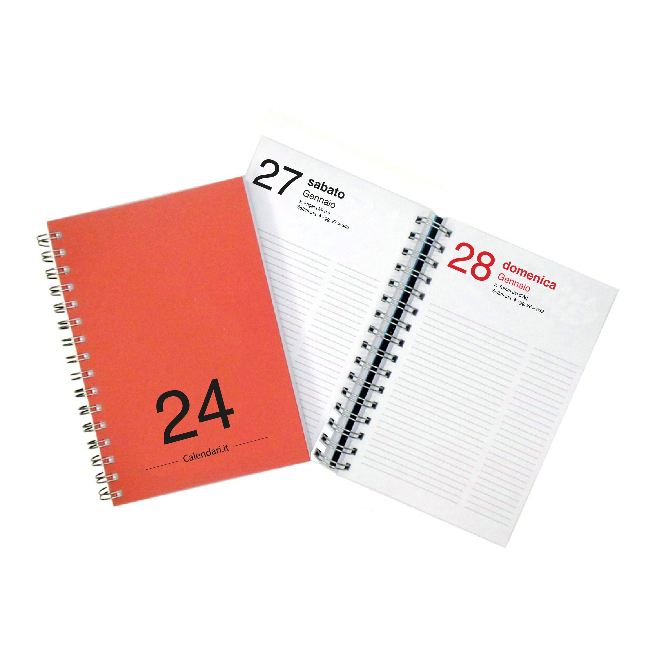 Agenda 2024 Giornaliera 365 giorni verticale 15x21 cm 10 colori con spirale  -  - calendari 2024 - calendario 2024 - planner - agende -  settimanali - famiglia - calendario da tavolo - sottomano