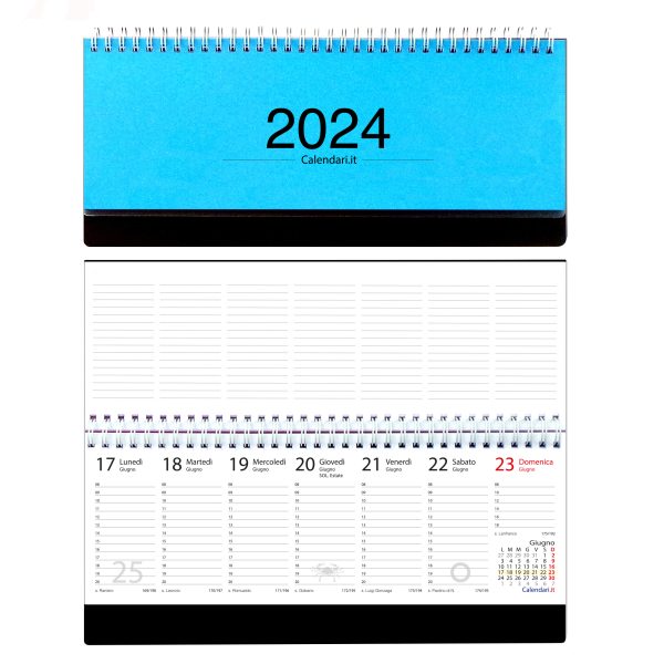 agenda 2024 settimanale planner planning tavolo ufficio lavoro ore santi settimana lune calendari it azzurro