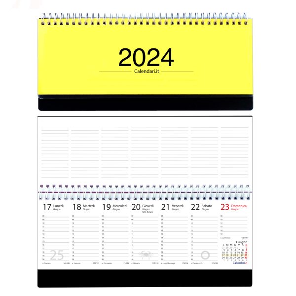 agenda 2024 settimanale planner planning tavolo ufficio lavoro ore santi settimana lune calendari it giallo