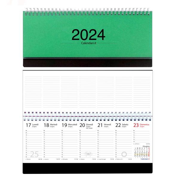 agenda 2024 settimanale planner planning tavolo ufficio lavoro ore santi settimana lune calendari it verde scuro