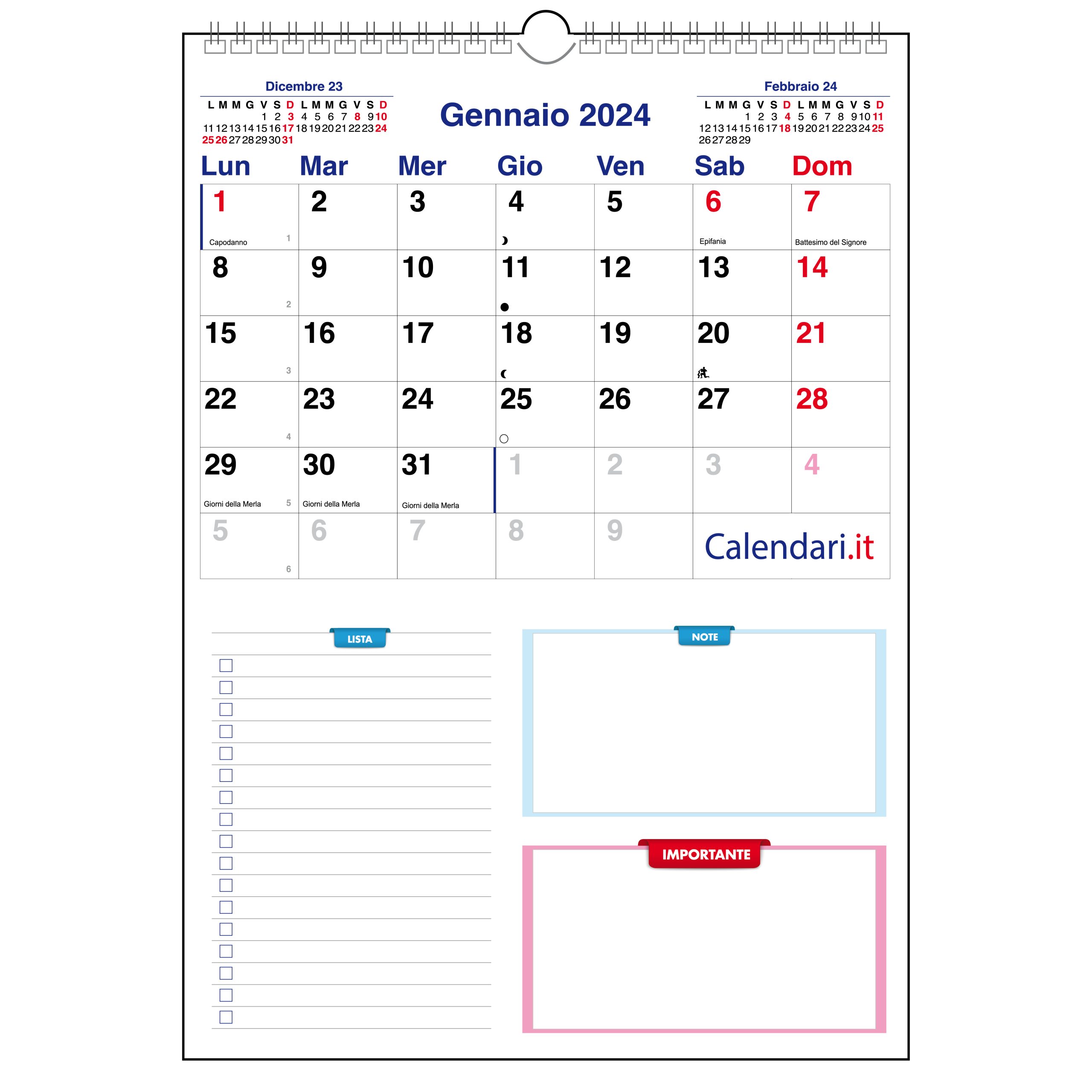 Calendario-agenda della famiglia 2024