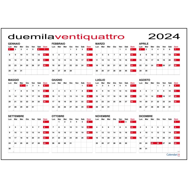 Calendario 2024 planner planning tabelle giornaliero muro calendari.it