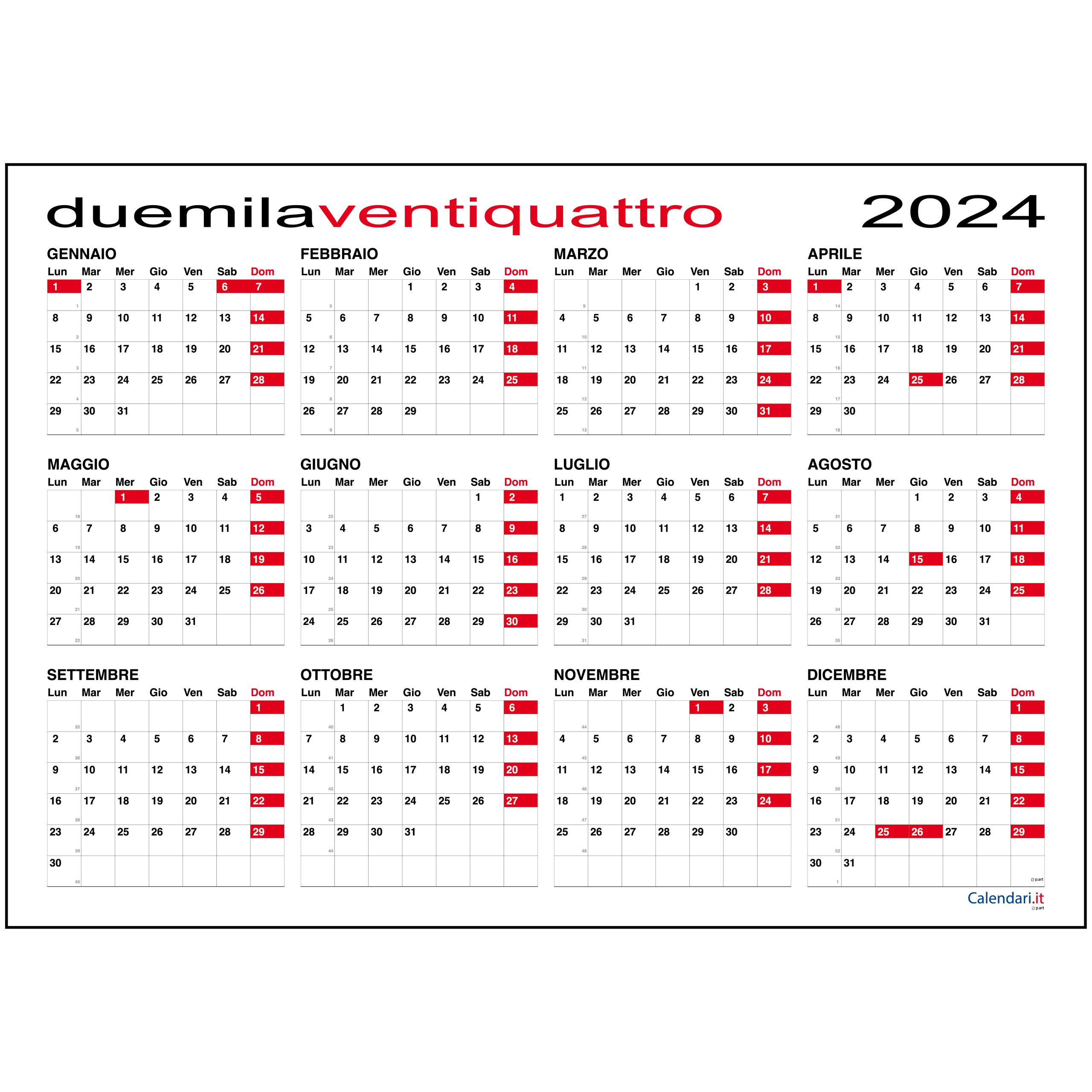 Calendario 2024 Tabellare giornaliero planner 118x84 cm planning da muro  maxi