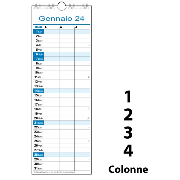 calendario 2024 slim family 1 2 3 4 colonne persone muro