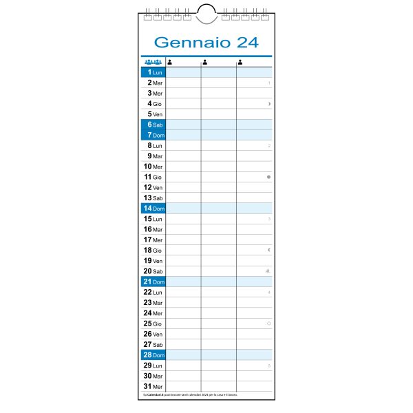 calendario 2024 slim family 3 colonne persone muro