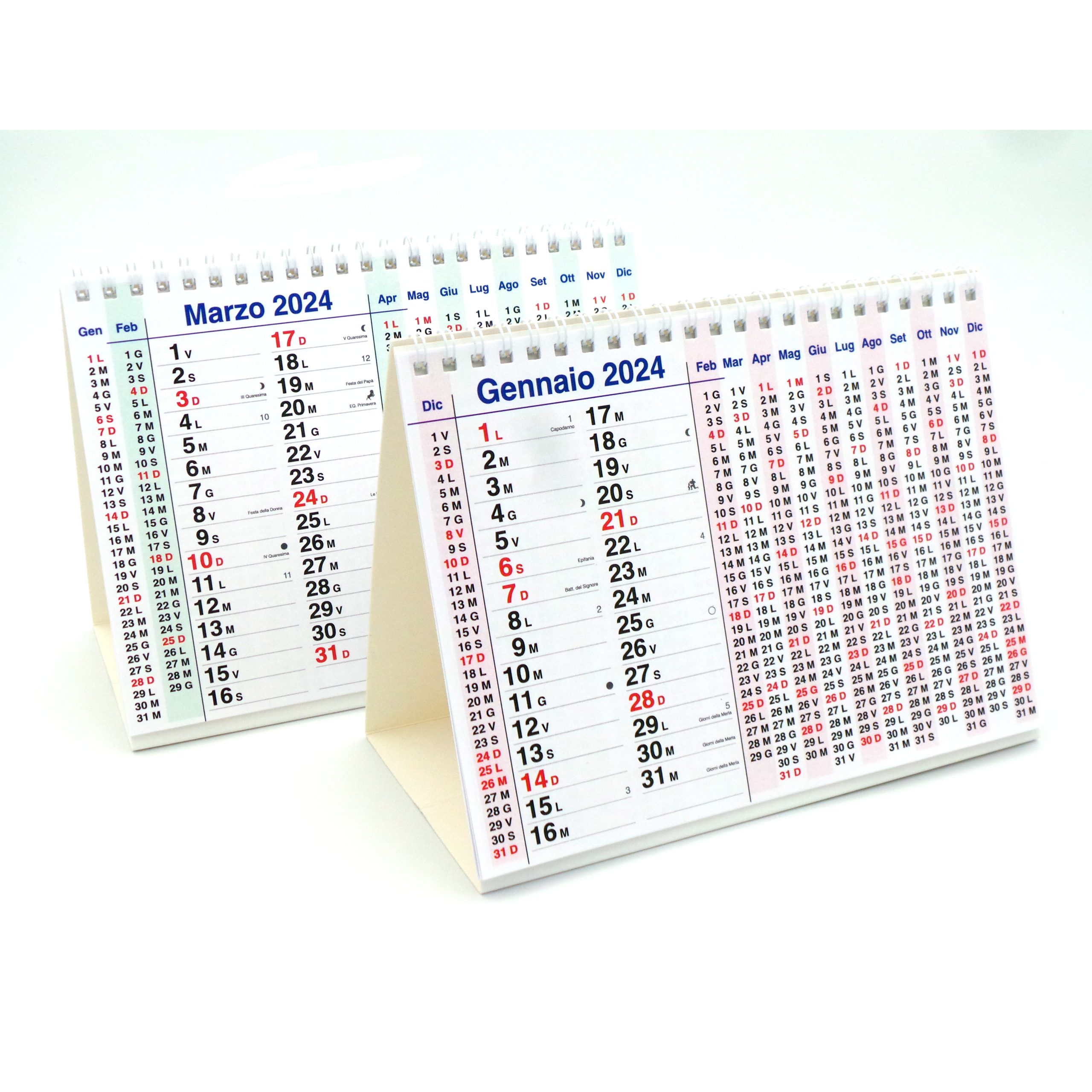 Calendario 2024 tavolo mini planner 12 mesi a piramide 20x15 cm -   - calendari 2024 - calendario 2024 - planner - agende -  settimanali - famiglia - calendario da tavolo - sottomano