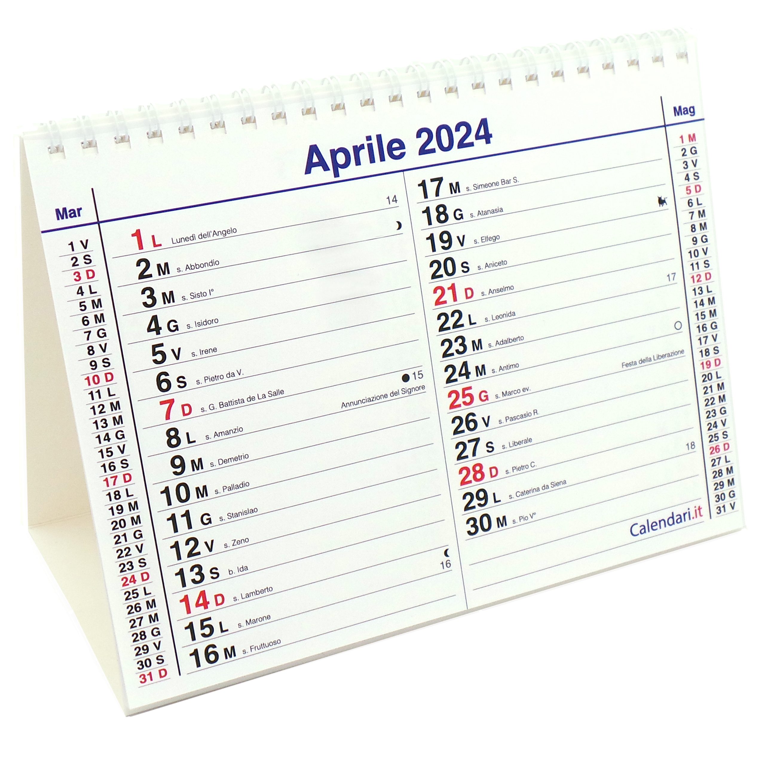 Calendario 2024 tavolo olandese santi e lune 20x15 cm -  -  calendari 2024 - calendario 2024 - planner - agende - settimanali -  famiglia - calendario da tavolo - sottomano