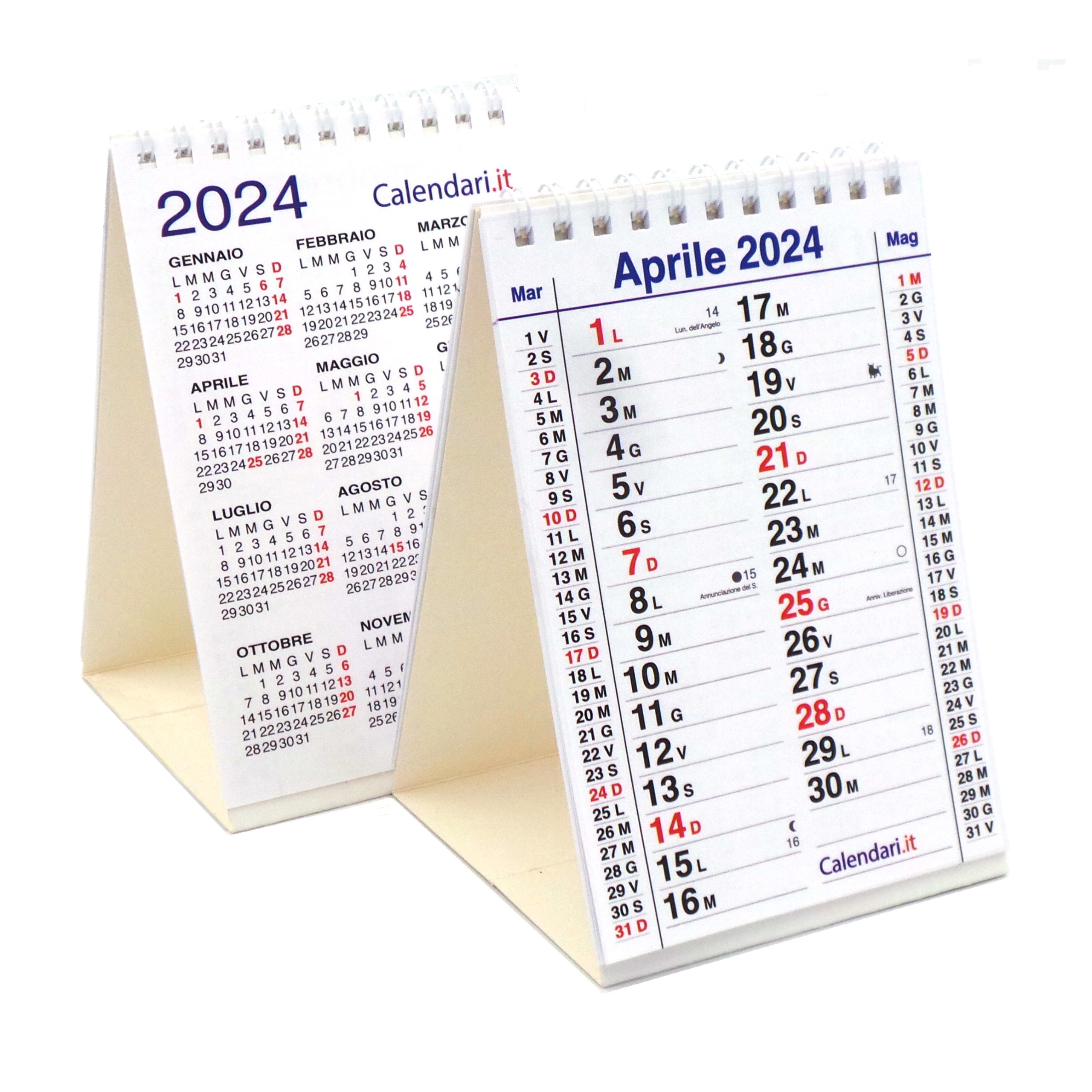 Calendario da tavolo olandese 2024 verde e nero