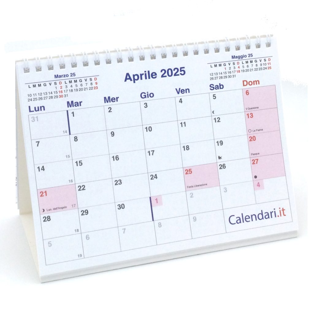 Calendario 2025 tavolo a caselle 20x15 cm
