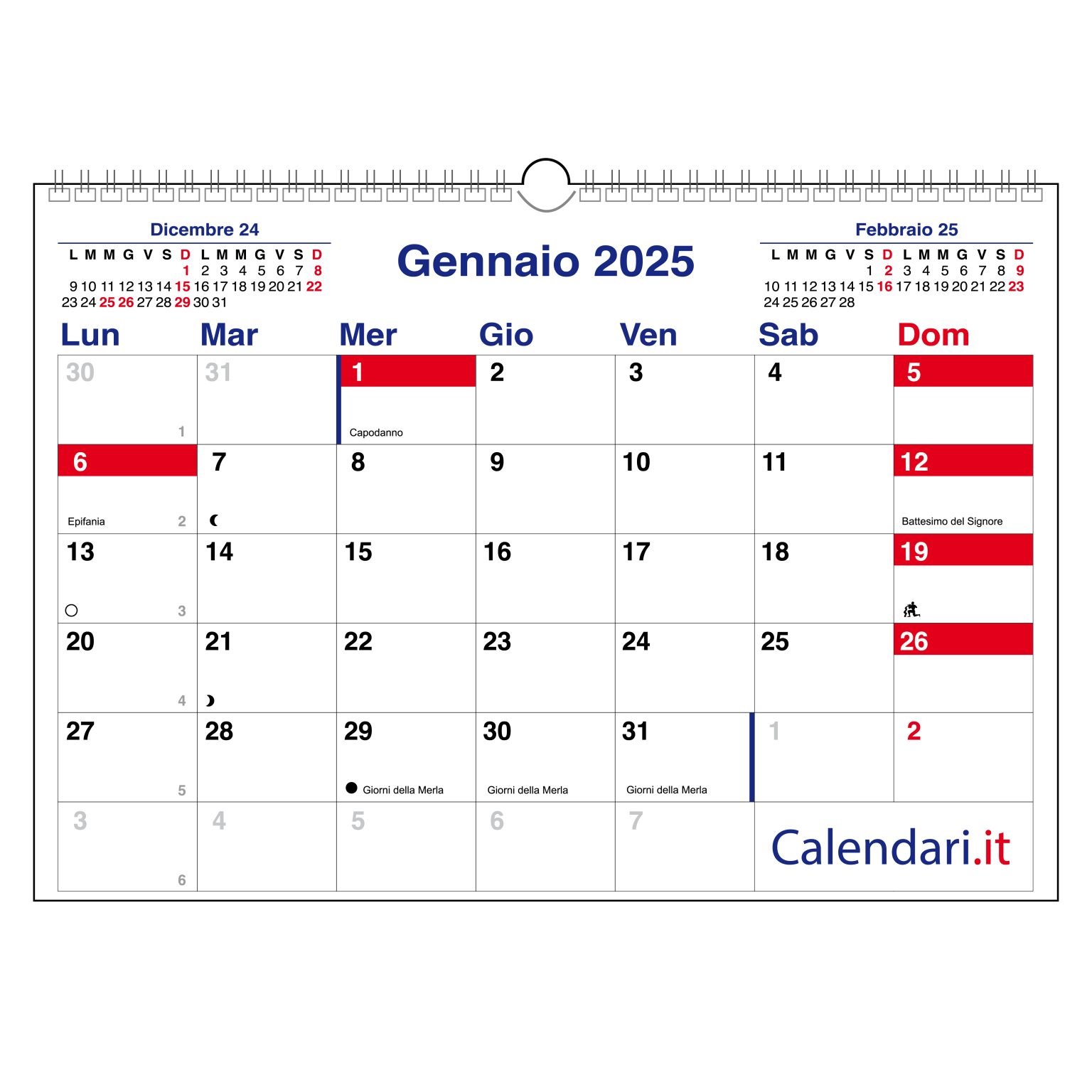Calendario Da Parete 2025 XXL - Formato 74.2x52.5 Cm, Organizzatore Annuale, Blu - Foto 8