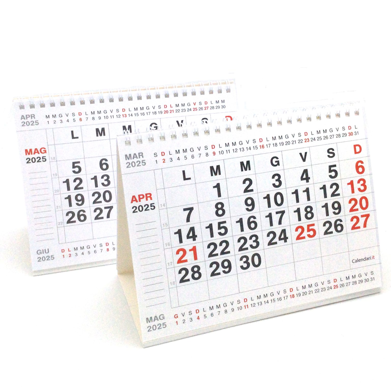 Calendario 2025 tavolo numeri grandi 20x15 cm