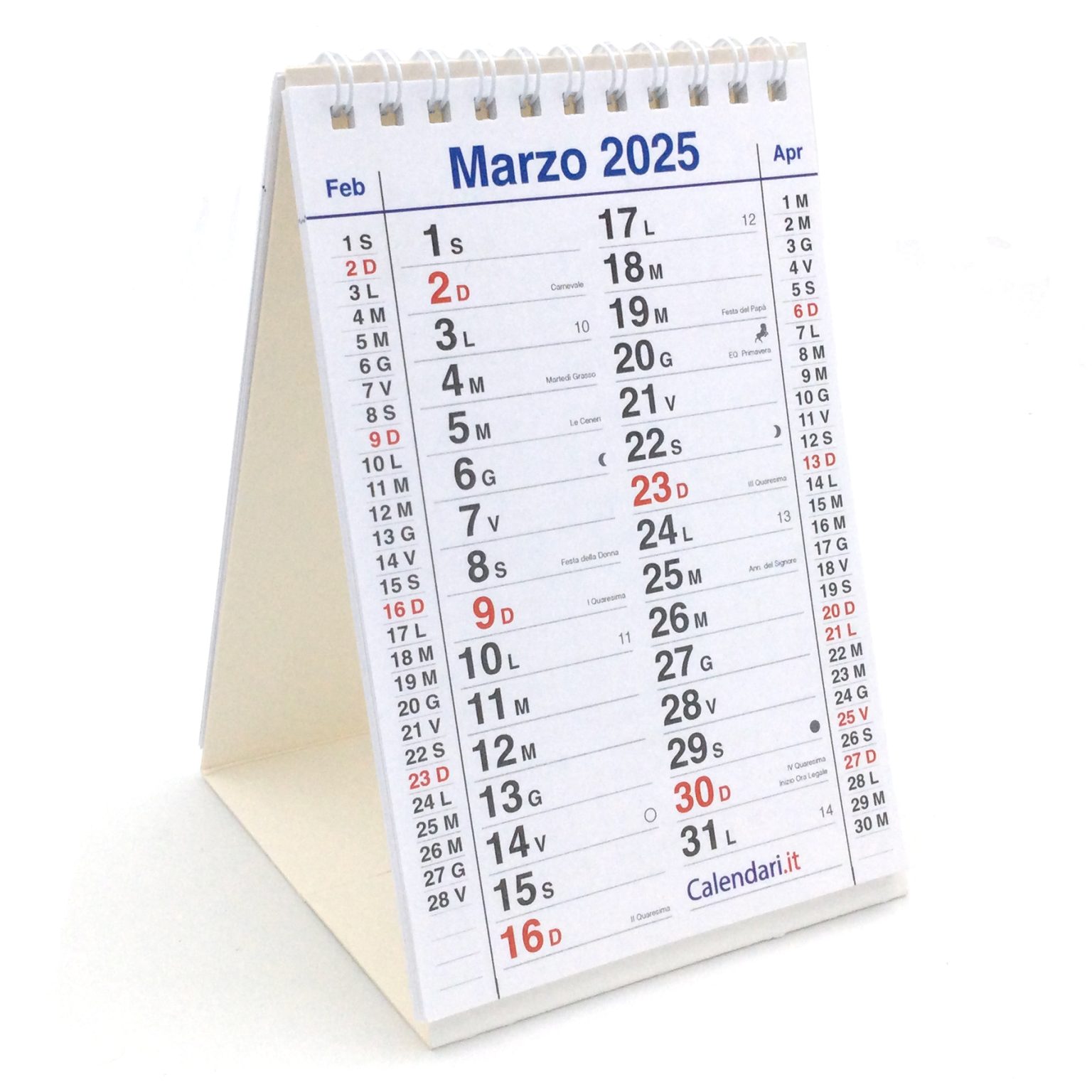 Calendario 2025 tavolo olandese a 3 mesi a piramide 10x15 cm