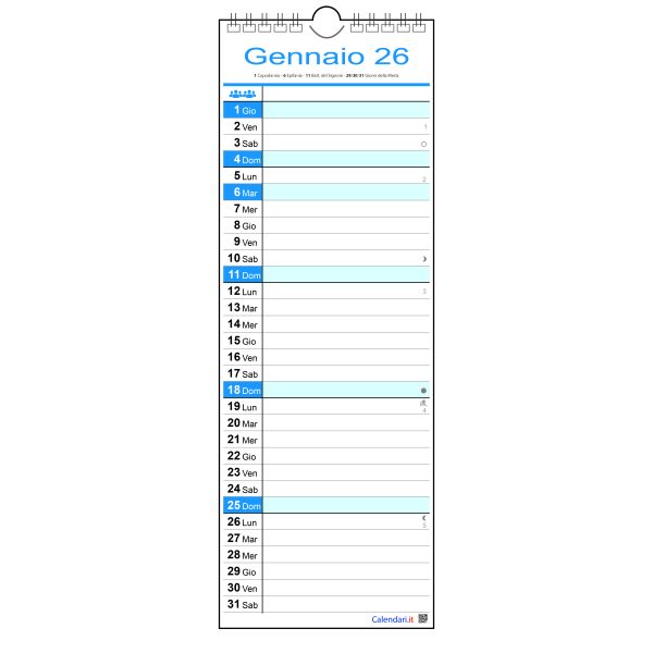 Calendario 2026 famiglia family SLIM da 1 a 4 colonne stretto da muro 12 mesi - immagine 5
