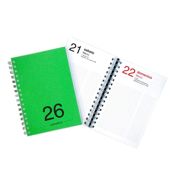 Agenda 2026 Giornaliera 365 giorni verticale 15x21 cm 10 colori con spirale - immagine 2