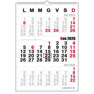 Calendario 2026 da muro 3 mesi modello trittico ufficio