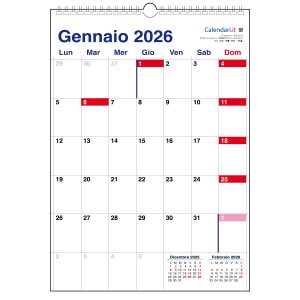 Calendario 2026 con 12 mesi a caselle tabellare mensile