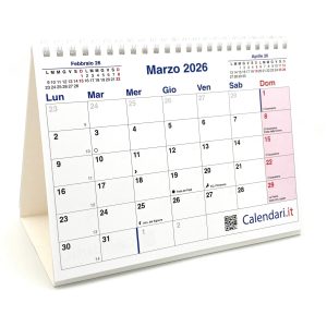 Calendario 2026 tavolo a caselle 20x15 cm
