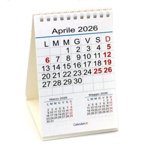 Calendario 2026 tavolo numeri grandi 3 mesi 10x15 cm