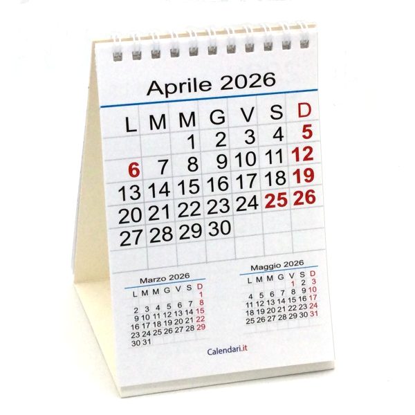 Calendario 2026 tavolo numeri grandi 3 mesi 10x15 cm