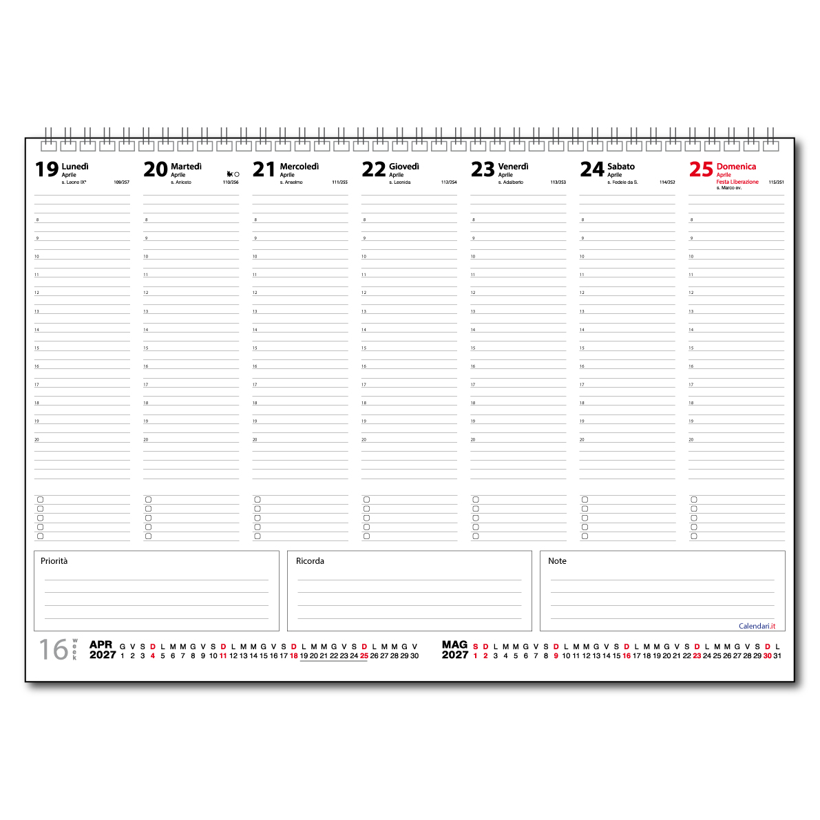 Planner sottomano agenda settimanale 2027 grande da scrivania A3 - 42x30 cm