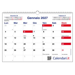 Calendario 2027 da muro a caselle tabellare orizzontale mensile